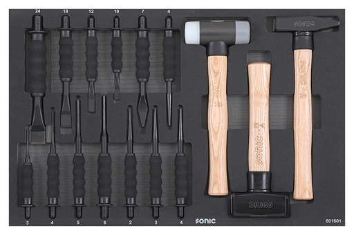 [601601] Sonic Tool Set for Trolleys Chisels Punches Hammers 16pcs (601601, SONIC)