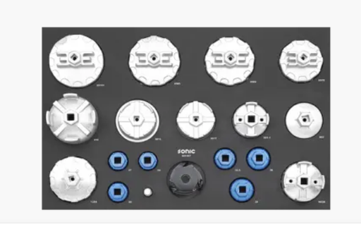 [601907] 19 vnt. Aliuminio alyvos filtro taurelių raktų rinkinys SFS 