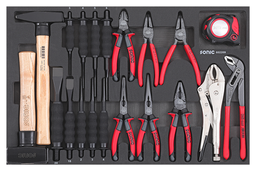 [602209] Chisel, hammer and pliers set SFS-M 22-pcs., 602209, SONIC EQUIPMENT 