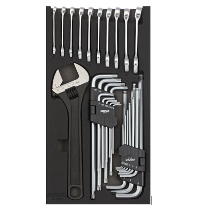 [603004] Įrankių komplektas į vežimėlius, 30 vnt., 603004, SONIC EQUIPMENT 