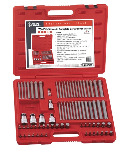 [TX-23475M] Bit set in a plastic case (75 pcs) (TX-23475M, GENIUS)