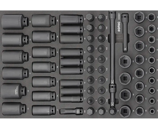 [306901] Smūginių galvučių rinkinys 1/2'', SFS 69-pcs Heavy Duty 306901 Sonic Equipment