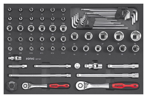 [307101] Combination set 3/8" and 1/2" SFS-M 71-pcs. (307101, SONIC)