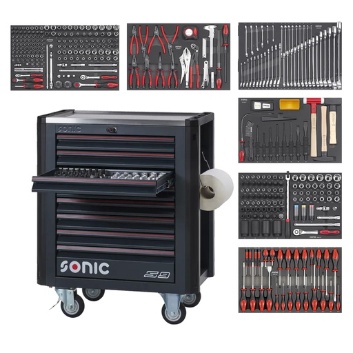 [738477] Įrankių vežimėlis S9 NEXT su įrankiais 384 vnt, Sonic Equipment, 738477
