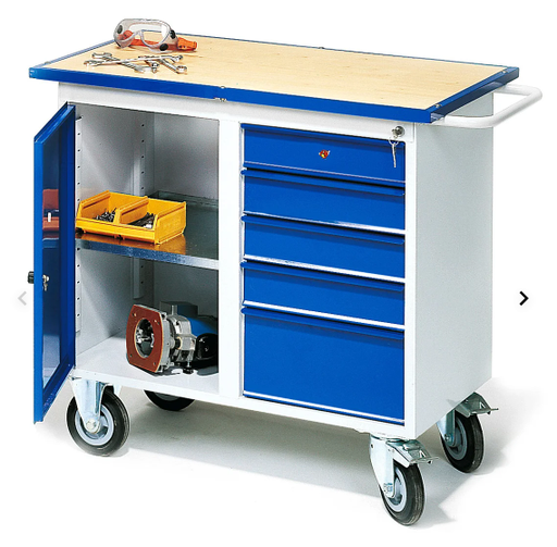 [23108] Desk FLEX 5 drawers + 1 cabinet, with wheels