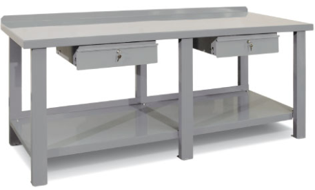[8060] Workbench, with metal table top and two lockable drawers 2000mm TECNOLUX 8060