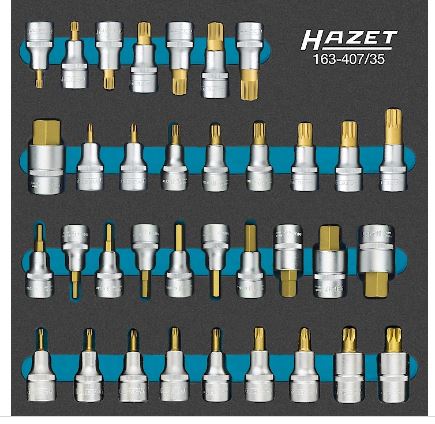 [163-407/35] HAZET Screwdriver socket set 163-407/35 - 1/2 inch (12.5 mm) square, hollow