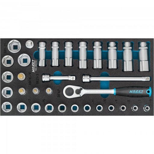 [163-483/33] HAZET Socket set 163-483/33 - 3/8 inch (10 mm) square, hollow