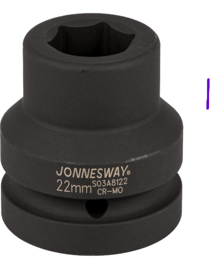 [S03A8122] Smūginė galvutė 1" 6-briaunė, dydis: 22 mm (S03A8122, JONNESWAY)