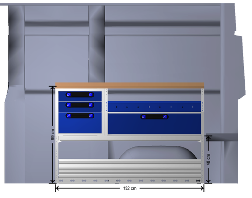 [RENAULT MASTER L3H2] Lentynų sienelė autobusiukui RENAULT MASTER - L3H2, 20241230, TECNOLAM
