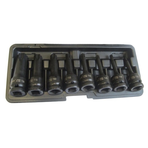 [CL507108] 1/2" Prailgintų galvučių smūginių su antgaliais rinkinys (TORX) 8 vnt.