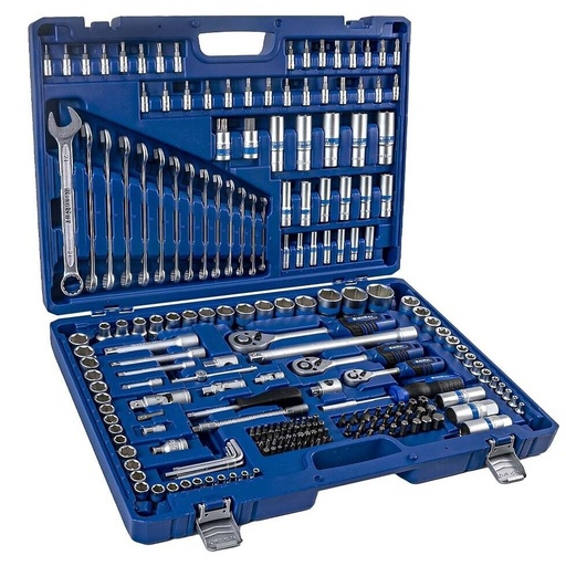 [KR218MDA] 1/4" + 3/8" + 1/2" Galvučių ir raktų rinkinys 218 vnt.