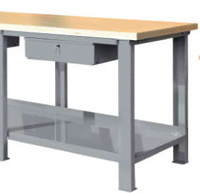 [8062] Darbastalis, su mediniu stalviršiu 1500mm ir vienu rakinamu stalčiumi TECNOLUX 8062 