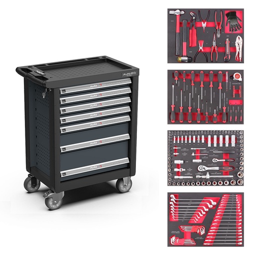 [AQT7134+AQVDE] Tool trolley, 7 drawers, with 150 tools AQT7134+AQVDE, AutoEQ
