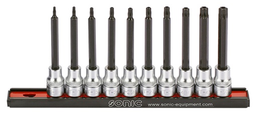 [201013] Apsauginių TORX antgalių su galvutėmis rinkinys 3/8 col., 10 vnt. (201013, SONIC)