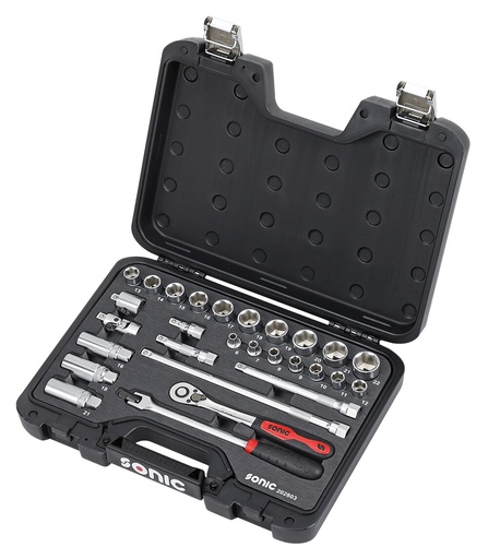 [202803] Galvučių ir antgalių su terkšle BMCS 3/8 rinkinys (28vnt) (202803, SONIC)