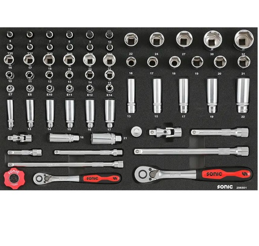 [206501] Įrankių komplektas į vežimėlius (65vnt) SONIC EQUIPMENT 