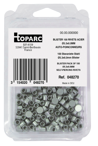 [048256] 100 vnt. plieninių kniedžių, plienas Ø5,3x4,0 mm 048256 GYS