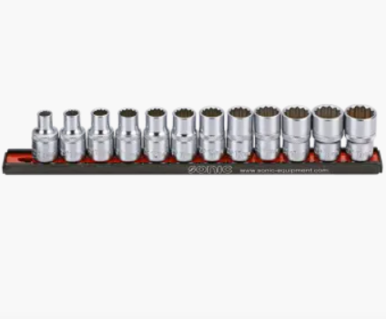 [301203] Galvučių 1/2 12-kampių komplektas su laikikliu (12vnt) Sonic Equipment BV [301203] 