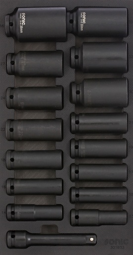 [301603] Tool trolley insert set, 1/2 in. impact sockets, 16 pcs (301603, SONIC)