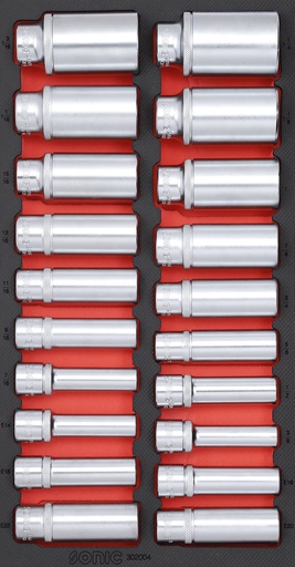 [302004] Tool trolley insert set, deep sockets (SAE) (20 pcs) (302004, SONIC)