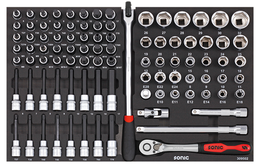 [309502] Įrankių komplektas į vežimėlius, 1/2, 95 vnt., Sonic Equipment, 309502