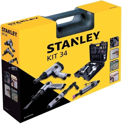 [STANLEY Kit 34] Pneumatinių įrankių rinkinys su priedais STANLEY, 6 bar, 34 dalių
