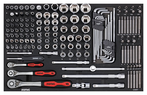 [316001] Tool trolley insert set 1/4 in., 3/8 in. and 1/2 in., 160 pcs (316001, SONIC)
