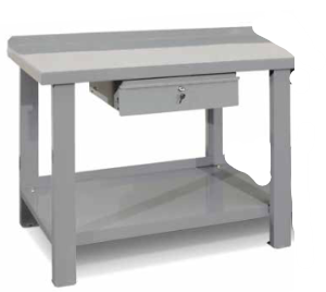 [8059] Darbastalis, su metaliniu stalviršiu ir rakinamu stalčiumi,1500mm TECNOLUX 8059 