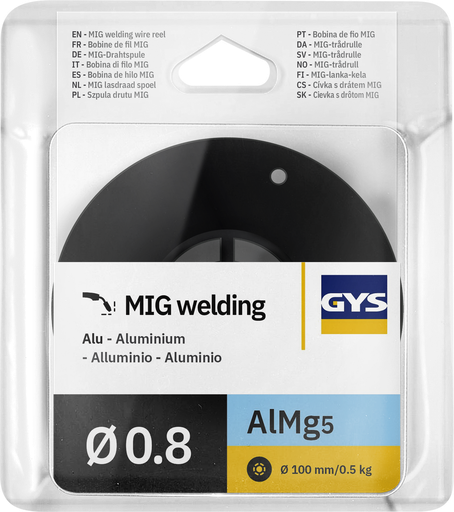 [086548] MIG wire reel, aluminium AlMg5 Ø0.8 - 0.5 kg D100 - ER5356 / S Al 5356 (086548, GYS)