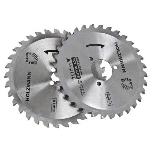[DBS125HM] Kietmetalio pjūklo diskų komplektas DBS125 pjūklui, 2 vnt. (DBS125HM, HOLZMANN)