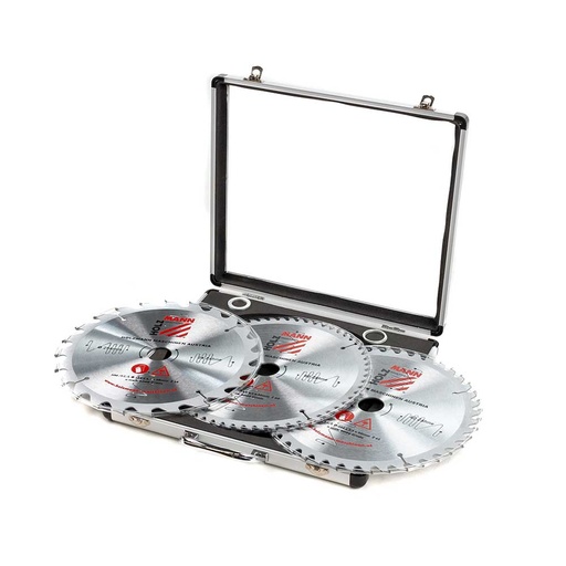 [KSB254SET] Kietmetalio pjūklo diskų komplektas aliumininiame dėkle Ø254 mm, 3 vnt. (KSB254SET, HOLZMANN)