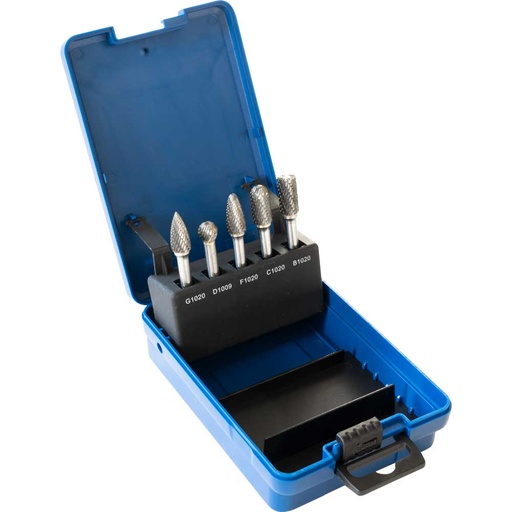 [FS5TLG] Carbide rotary burr set, 5 pcs (FS5TLG, HOLZMANN)