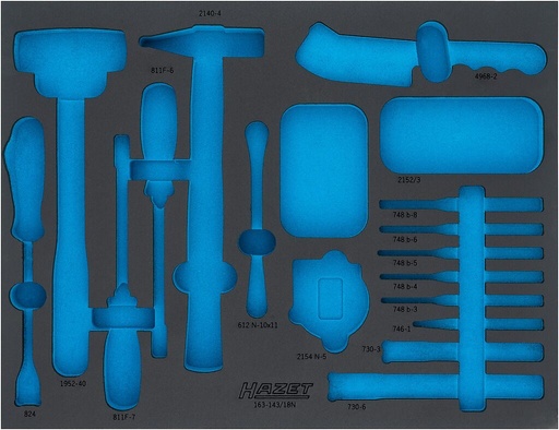 [163-143LN] Two-component foam tool insert 520×400×360 mm (163-143LN, HAZET)