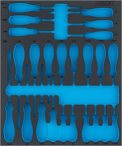 [163D-7LN] Dvikomponentis putų įdėklas įrankiams 522×438×35 mm (163D-7LN, HAZET)