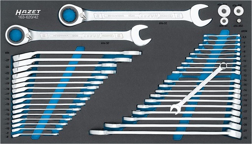[163-620/42] Wrench set, 42 pcs, 691 x 392 mm (163-620/42, HAZET)