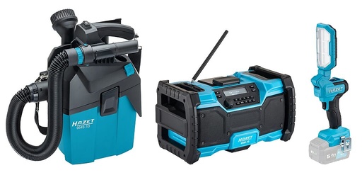 [9500P-2/3] Cordless set: radio, dry vacuum cleaner, work light, 3 pcs (9500P-2/3, HAZET)