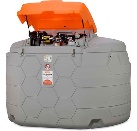 [11079] CUBE 5000 l diesel tank, outdoor, Premium, 8 m filling hose DN 25, filter, meter, with hinged lid (11079, CEMO)