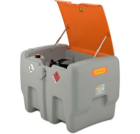 [11108] DT-Mobil Easy 440 l Premium diesel tank with 24 V pump (40 l/min), K24 meter, hose reel (8 m DN19), automatic nozzle and hinged lid (11108, CEMO)