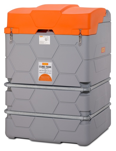 [10424] CUBE-Tank 2500 l for lubricants, outdoor, Premium (with hose reel and 15 m hose, hinged lid) (10424, CEMO)