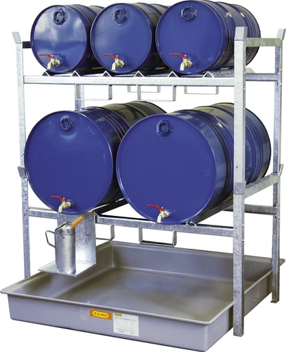 [7672] Drum rack type 800 w. barrel** support 2x200 and 3x60 7672, CEMO