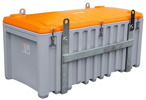 [10337] CEMbox 750 l storage / transport box (PE), for crane lifting, grey/orange, CEMO (10337)