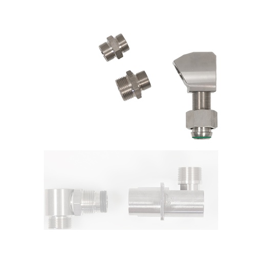 [1093L] 90° alkūnė iš AISI 304 nerūdijančio plieno, 3/4" BSP (M), 335 mm statinei (1093L, FLEXBIMEC)