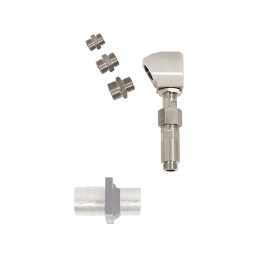 [1190L] 90° alkūnė iš AISI 304 nerūdijančio plieno, 1/2" BSP (M), ø12 mm, 335 mm statinei (1190L, FLEXBIMEC)