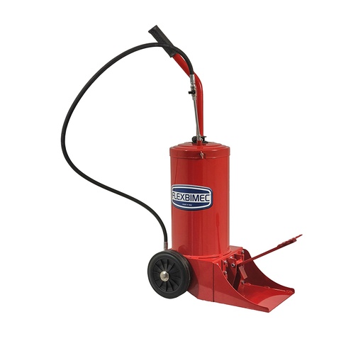 [5190] Manual grease supply kit: 16 kg metal pail with 2 wheels, 1.5 m rubber hose, ball valve and rigid outlet pipe with 4-jaw hydraulic coupler, FLEXBIMEC (5190)