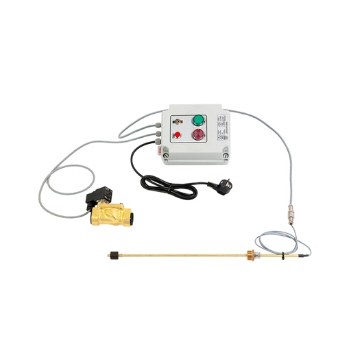 [8307] Perpildymo apsaugos įtaisas panaudotai alyvai su elektromagnetiniu vožtuvu ir lygio zondu, jungtys 1 col. BSP (8307, FLEXBIMEC)