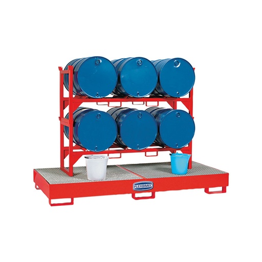 [8568] Metal barrel rack for horizontal storage up to 3 drums of 208 l on pallet art. no. 8565 8568, FLEXBIMEC