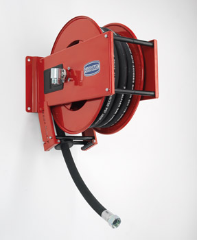 [9030+28812] Spring driven painted steel hose reel heavy duty series equipped with hose Ø 3/4" - L. 12 m for diesel, FLEXBIMEC (9030+28812)