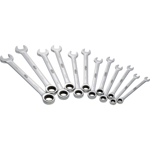 [V1031] Ratcheting combination wrench set, long, 12 pcs, 8–19 mm (V1031, VIGOR)