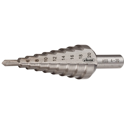 [V2395] HSS pakopinis grąžtas 4–20 mm (V2395, VIGOR)